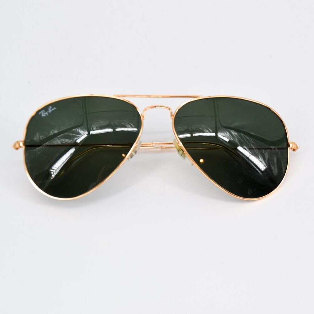 Ray-Ban Aviator Classic Sunglasses Polished Arista Gold Frame Green Tinted Lens - Picture 3 of 4